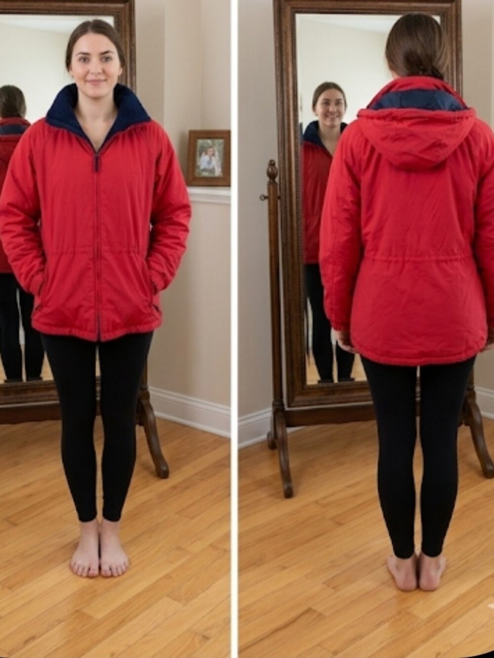 Red nylon Parka woman M Eddie Bauer jacket